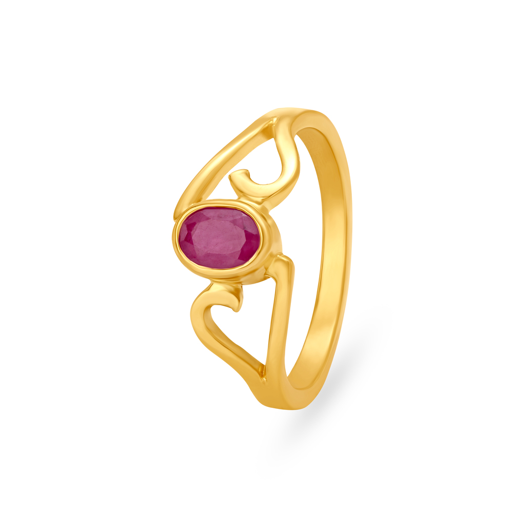 Elegant Ruby Studded Gold Ring