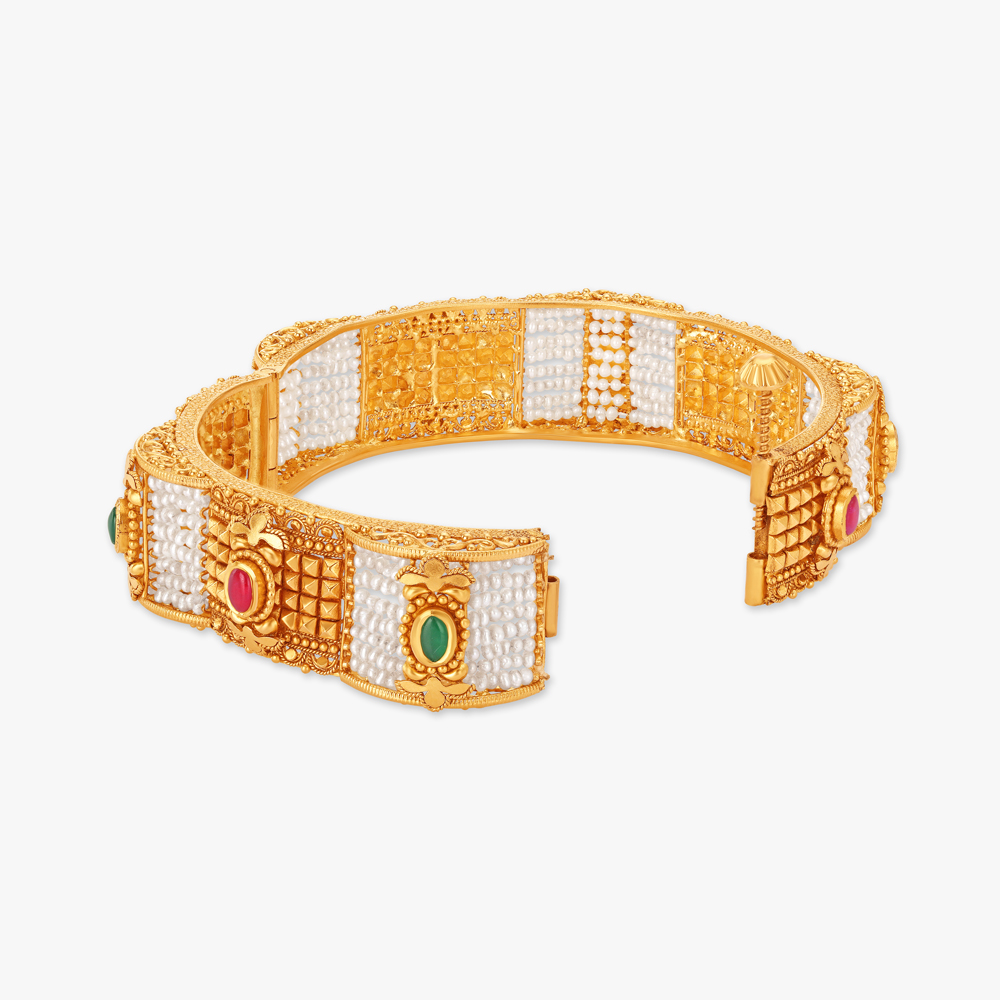 Intricate Floral Stamps Rawa Work Bangle,,hi-res image number null