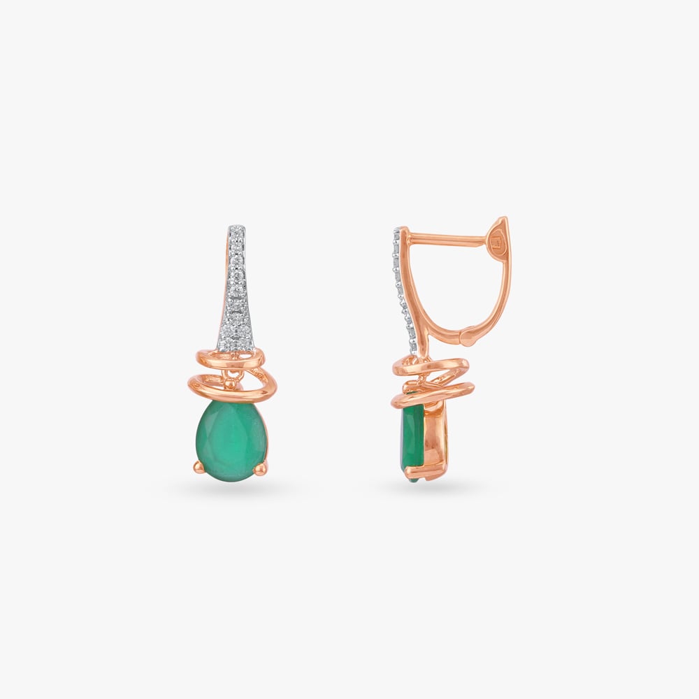 Teardrop Shine Diamond Hoop Earrings,,hi-res image number null