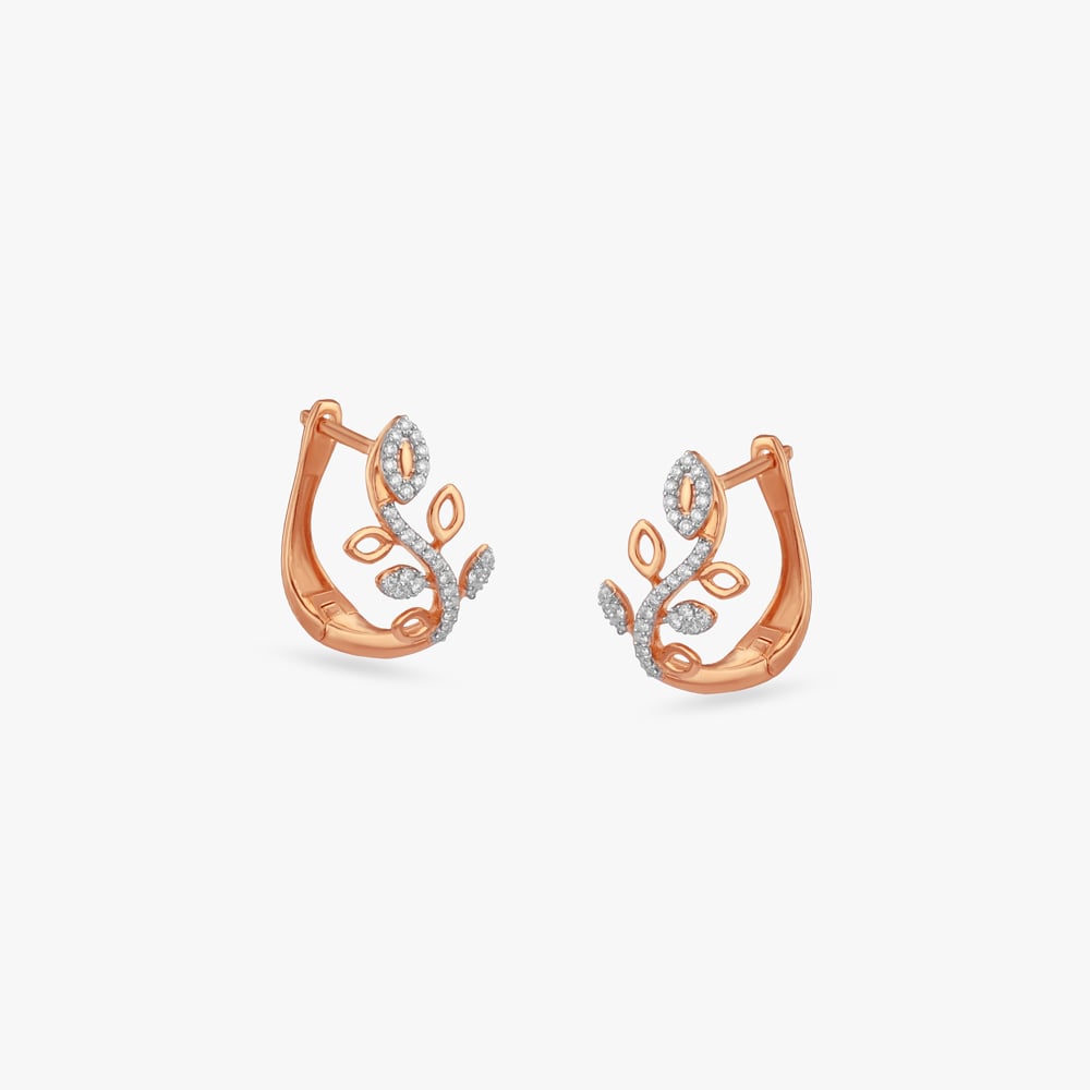 

Floral Curl Diamond Hoop Earrings
