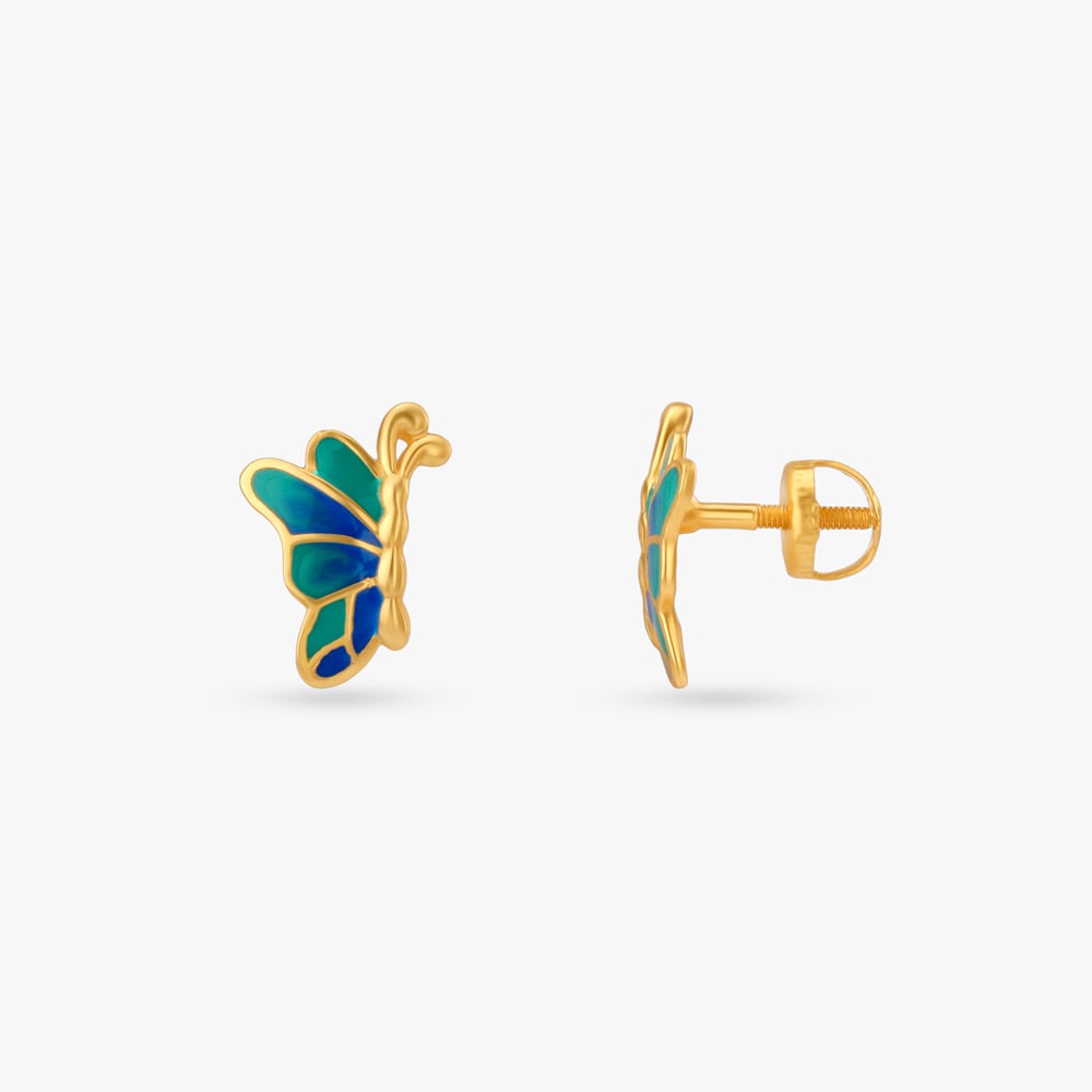 Whimsy Wings Gold Stud Earrings for Kids,,hi-res image number null
