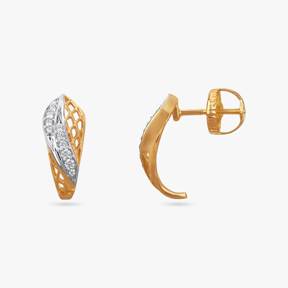 Artistic Lattice Diamond Hoop Earrings,,hi-res image number null