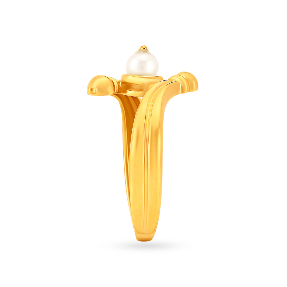 Exquisite 22 Karat Yellow Gold And Pearl Finger Ring,,hi-res image number null