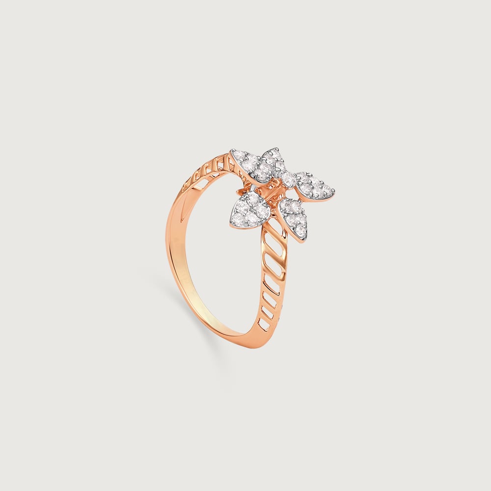 Sparkling Petals Gold & Diamond Finger Ring,,hi-res image number null
