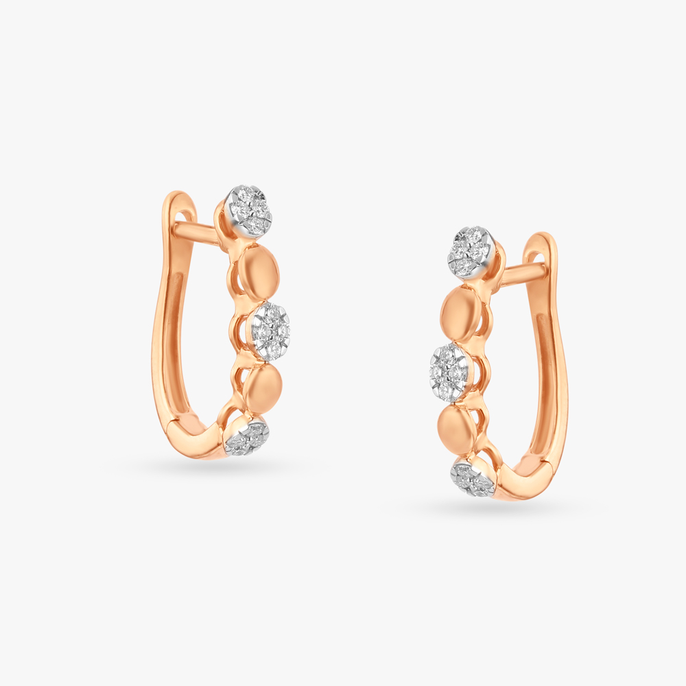 Graceful Simple Diamond Hoop Earrings