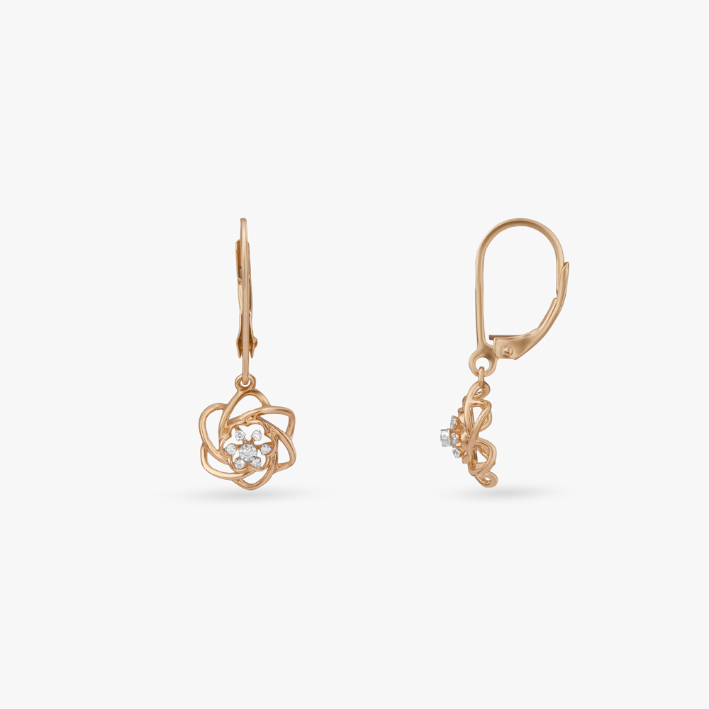 Twisted Curve Diamond Drop Earrings,,hi-res image number null
