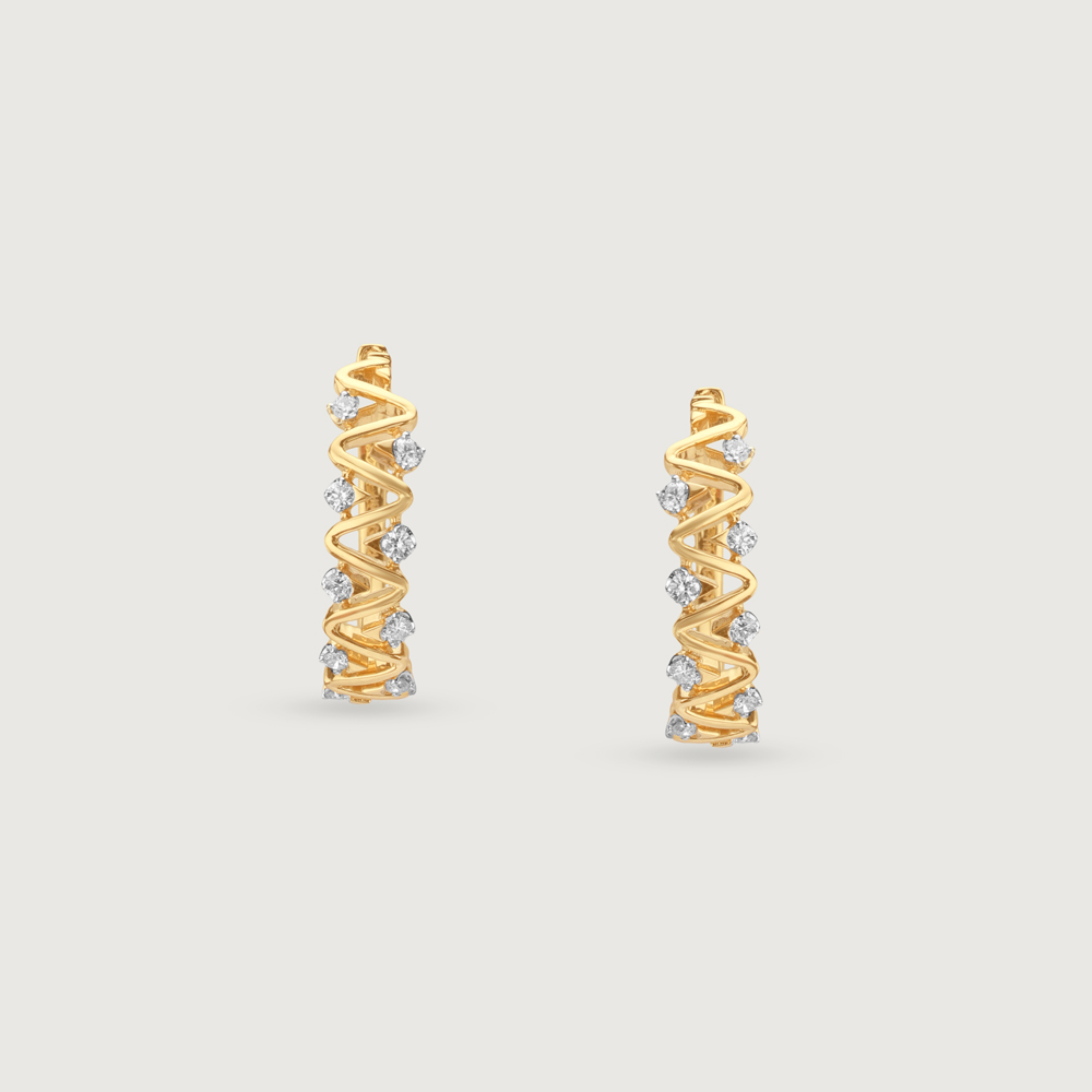Zigzag Radiance Diamond Hoop Earrings,,hi-res image number null