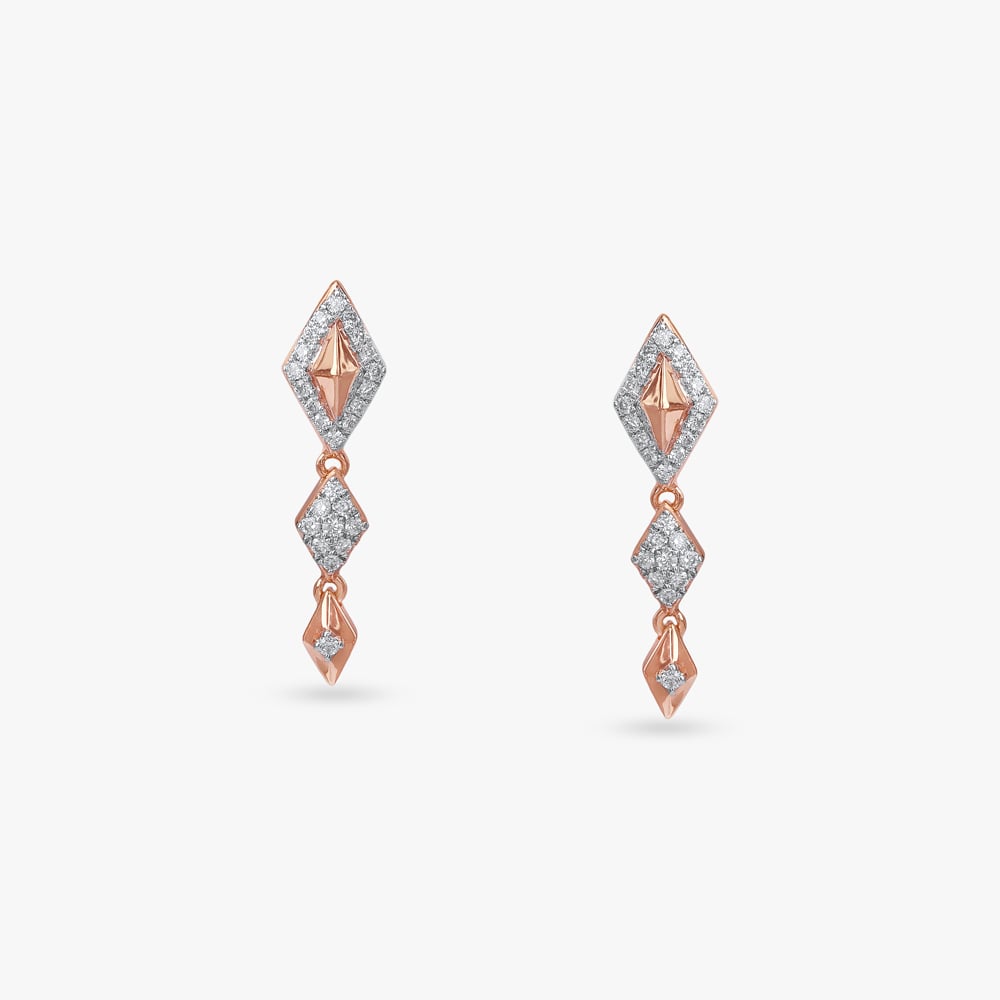 Rhombus Stacked Diamond Drop Earrings,,hi-res image number null