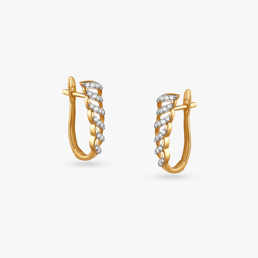 

Spiral Diamond Hoop Earrings