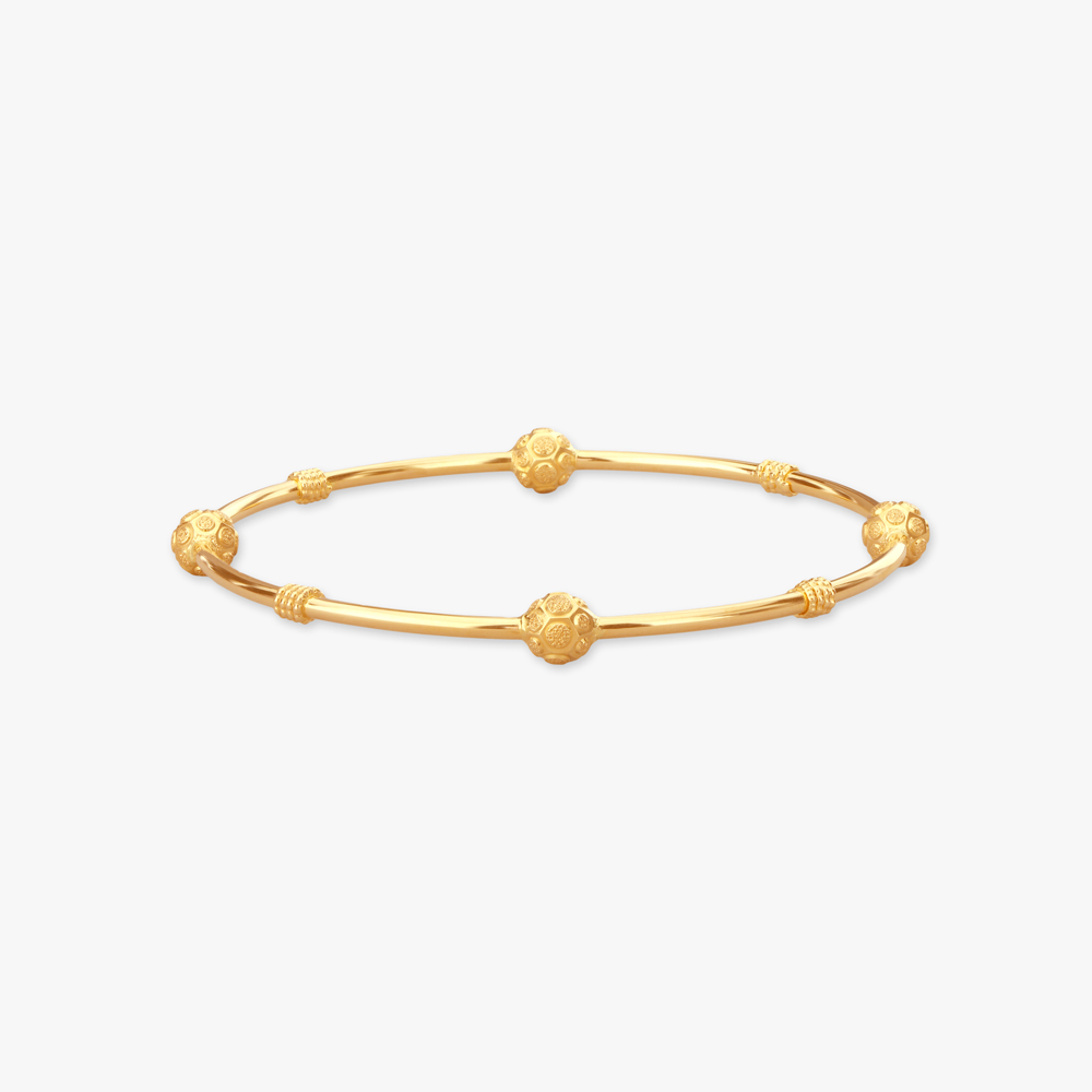 Knurling Sphere Gold Bangle,,hi-res image number null