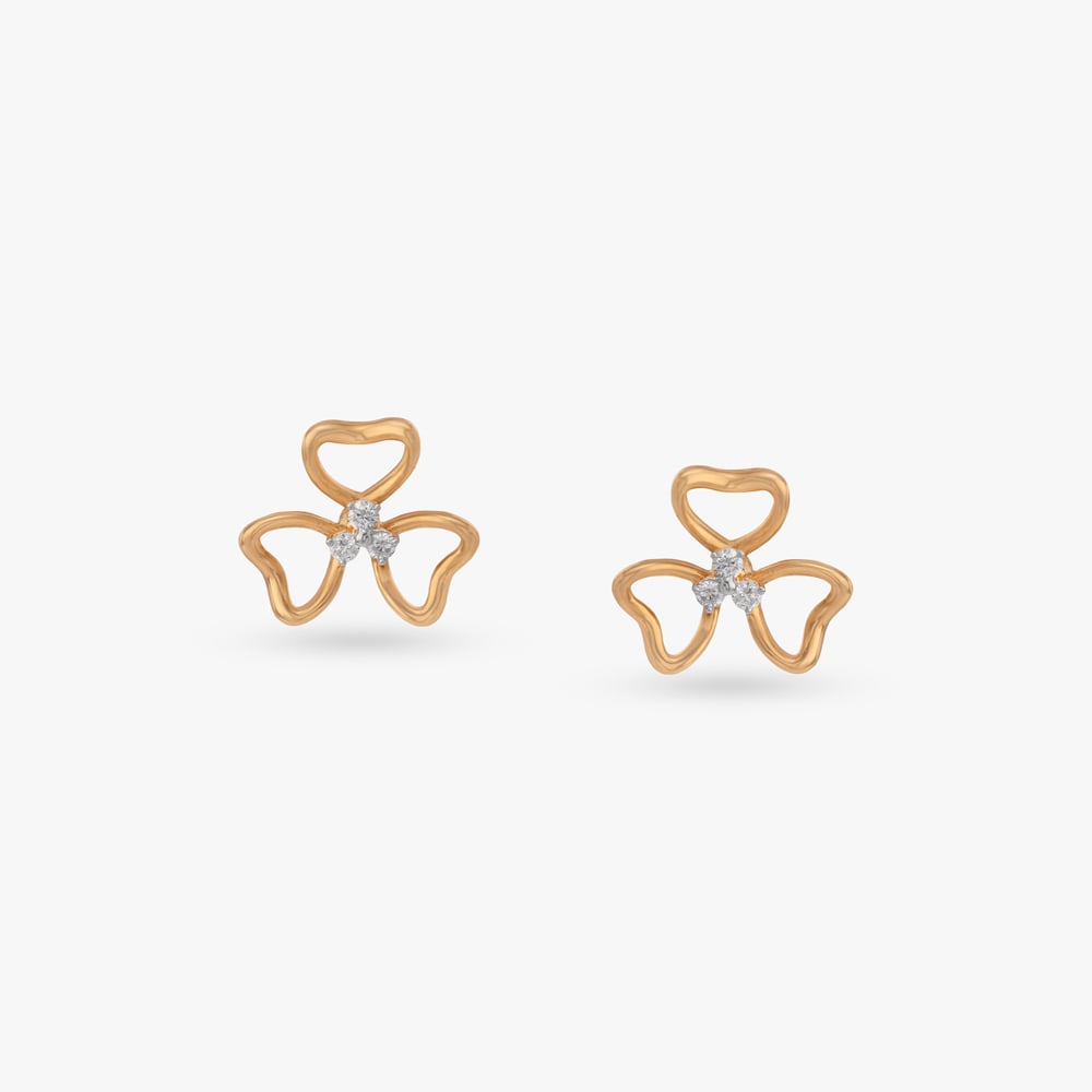 Petite Clover Diamond Stud Earrings,,hi-res image number null