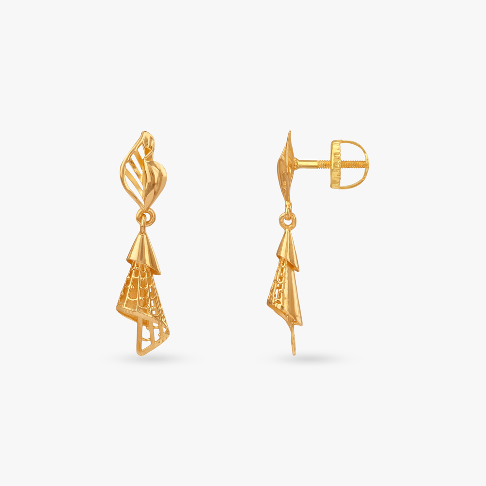 Auric Draped Gold Jhumka Earrings,,hi-res image number null
