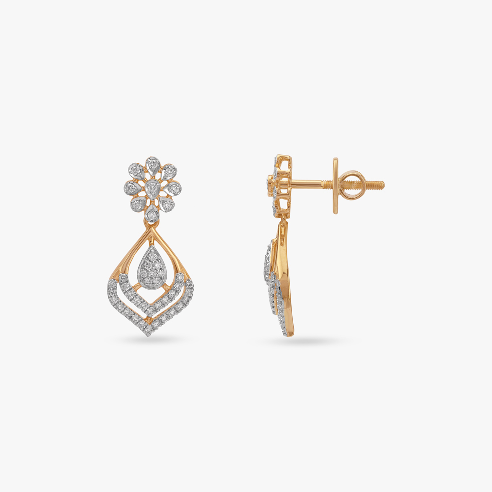 Petal Gleam Diamond Drop Earrings,,hi-res image number null