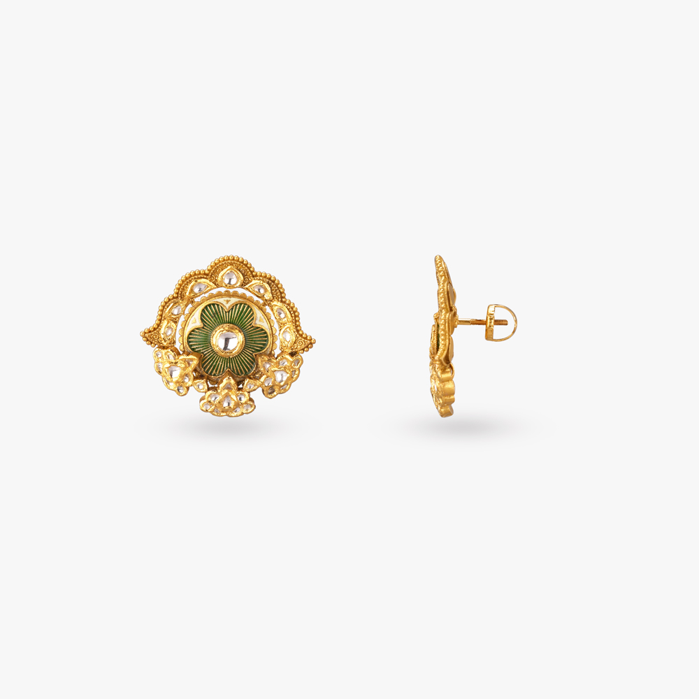 Enamel Etched Gold Pendant and Earrings Set,,hi-res image number null