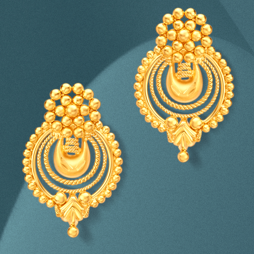 Artistic Gold Drop Stud Earrings,,hi-res image number null