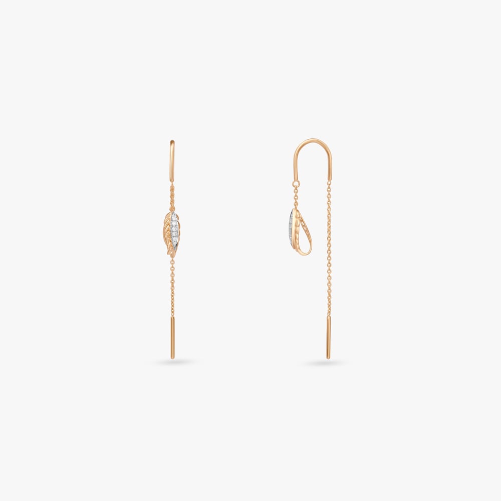 Feather Trace Diamond Drop Earrings,,hi-res image number null