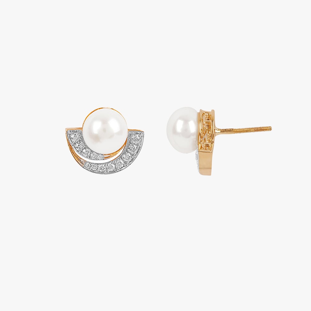 Mooncrest Pearl Diamond Pendant with Chain and Earrings Set,,hi-res image number null