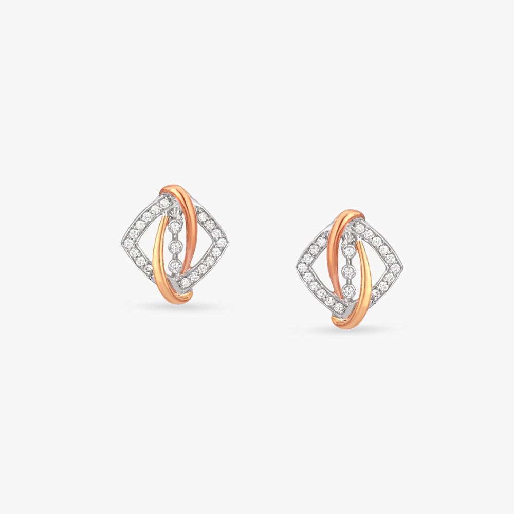 Geometric Sway Diamond Stud Earrings,,hi-res image number null