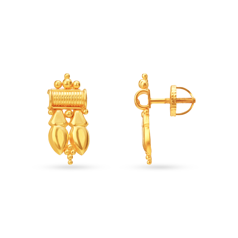 Classical Yellow Gold Beaded Necklace and Earrings Set,,hi-res image number null