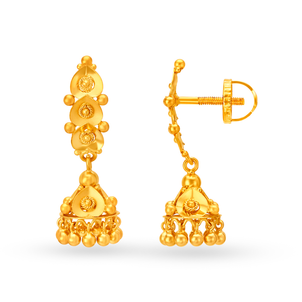 Captivating Yellow Gold Jhumki Earrings,,hi-res image number null
