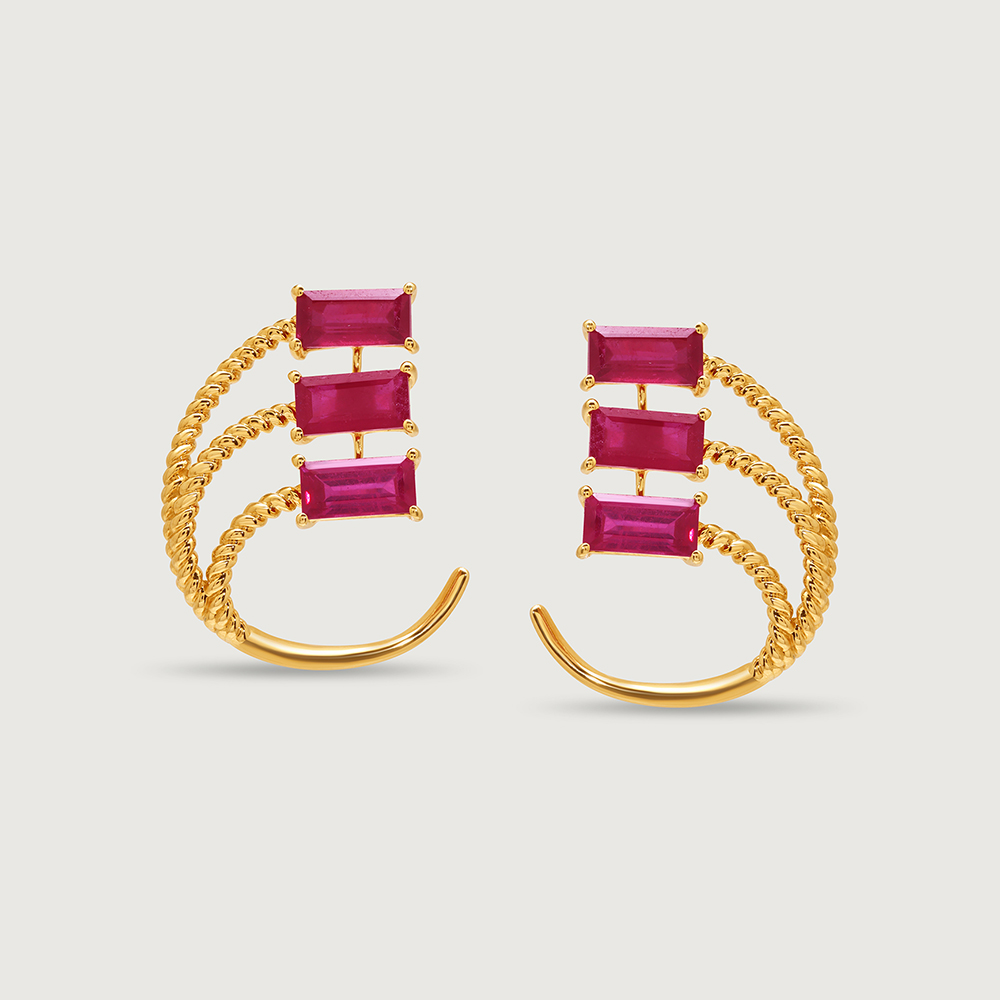Allure 14KT Ruby Hoop Earrings,,hi-res image number null