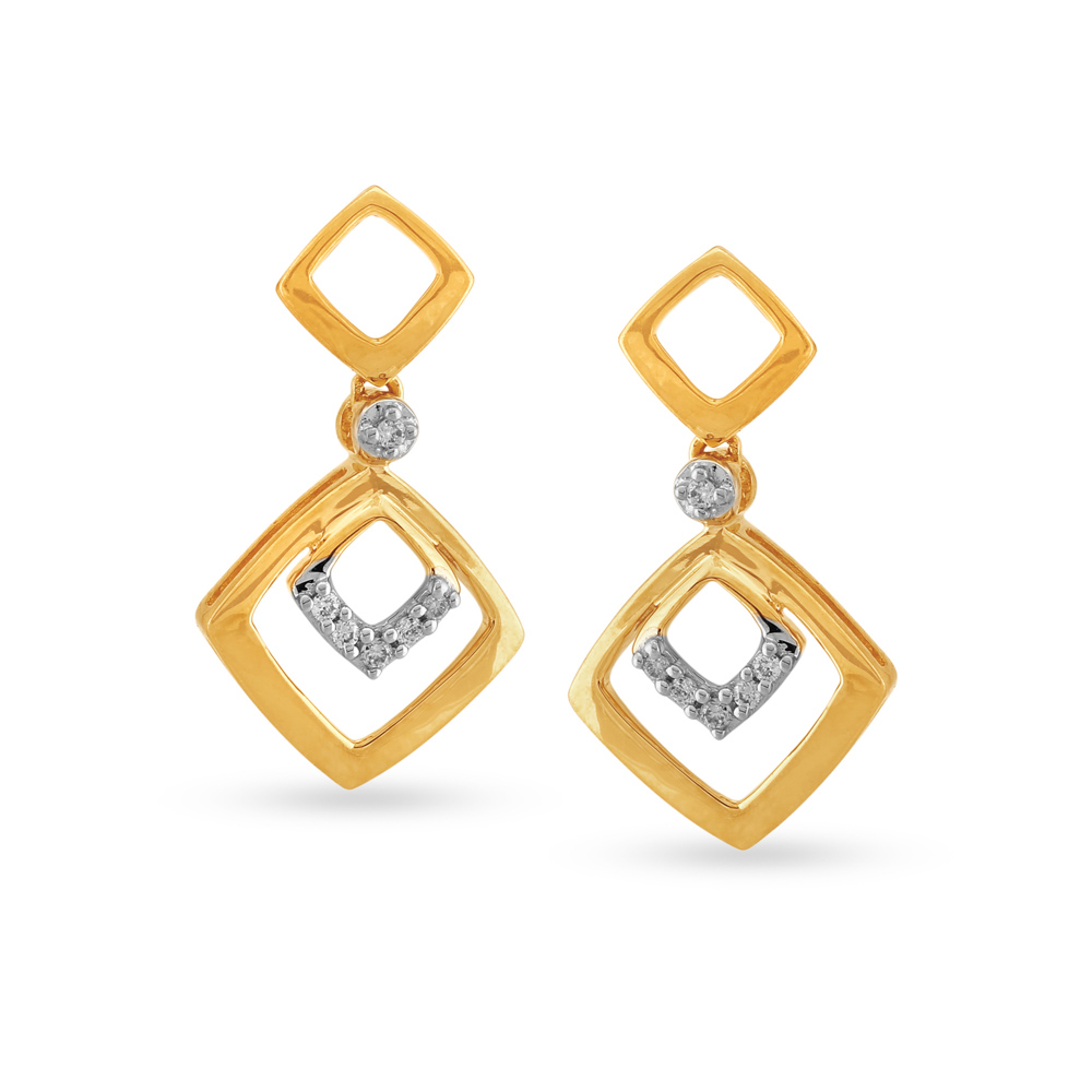 Contemporary Diamond Drop Earrings