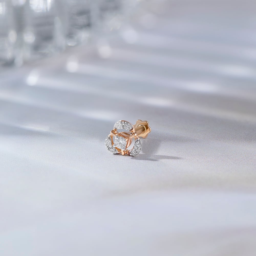 Glow Petite Gold and Diamond Nose Pin,,hi-res image number null