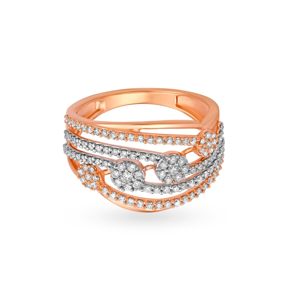 Glorious Cocktail Look Diamond Ring in White and Rose Gold,,hi-res image number null