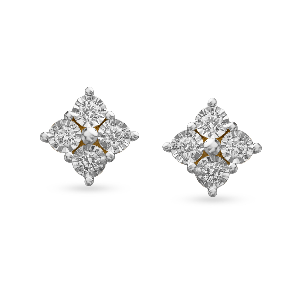 Structured Diamond Shape Stud Earrings,,hi-res image number null