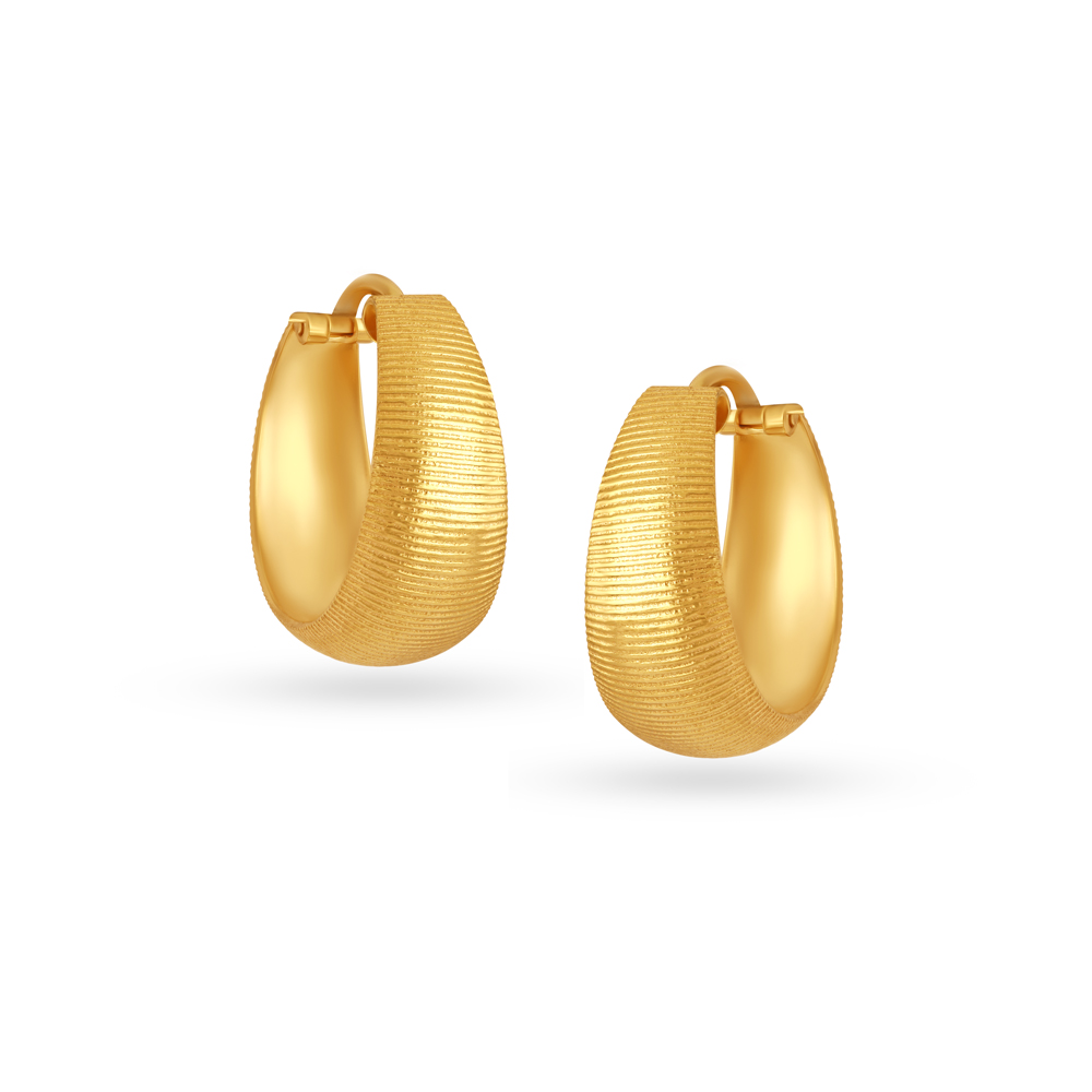 22 KT Yellow Gold Brilliant Broad Hoop Earrings