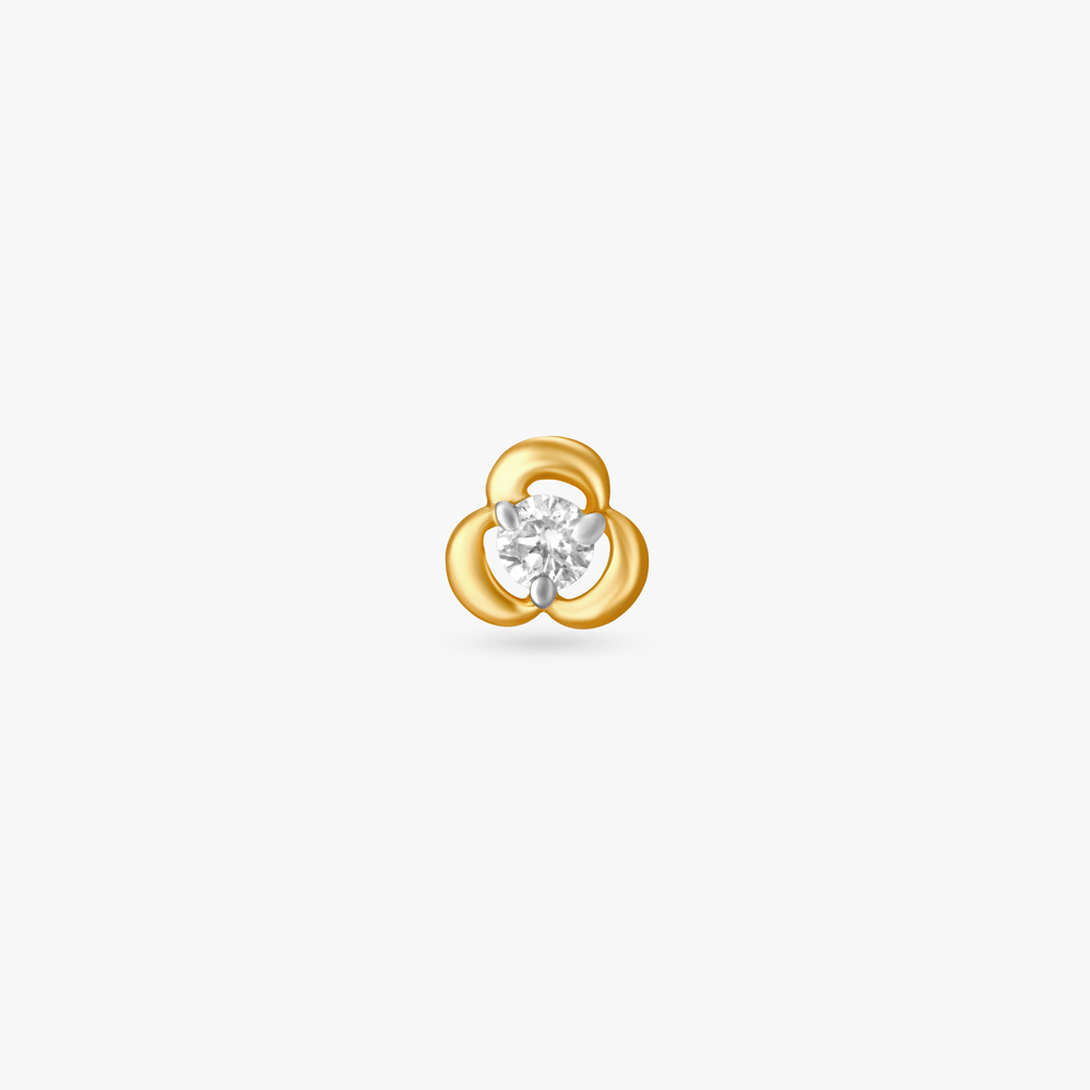 Modern Gold and Diamond Nose Pin,,hi-res image number null