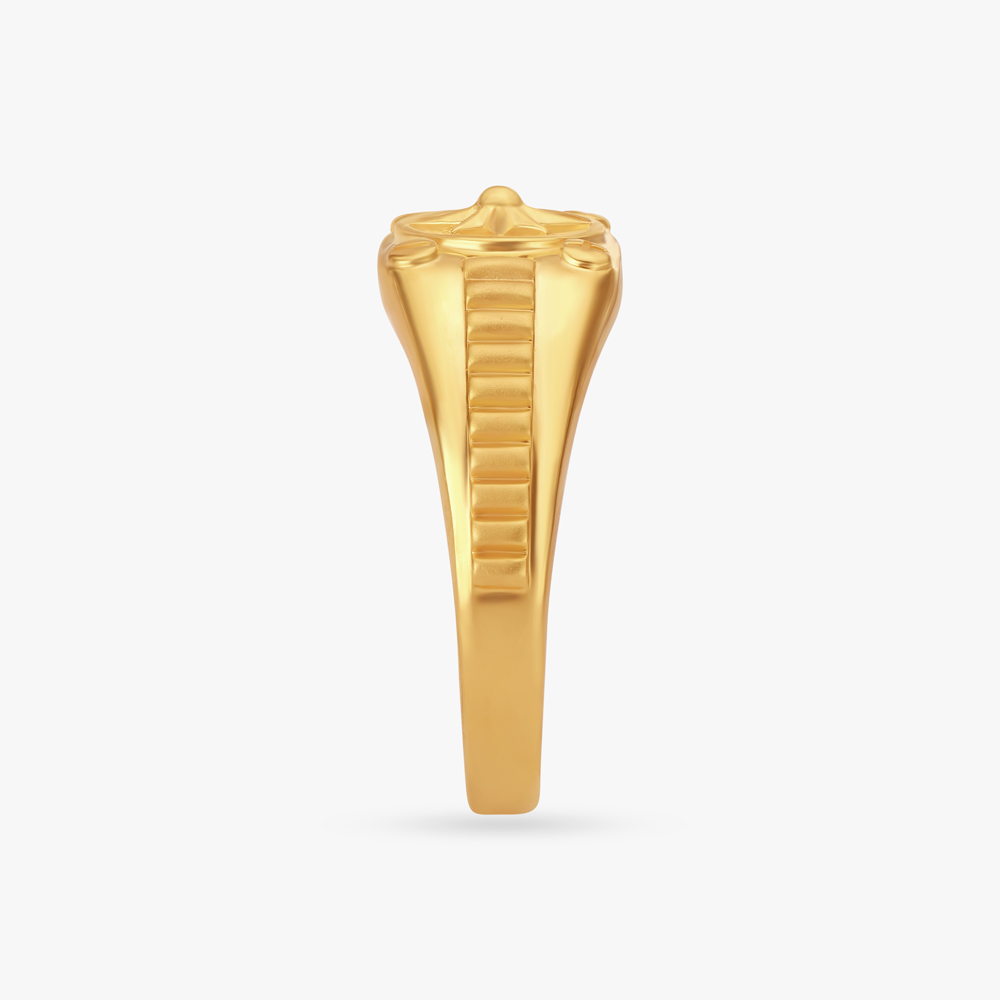 Unique Star Carved Gold Finger Ring For Men,,hi-res image number null