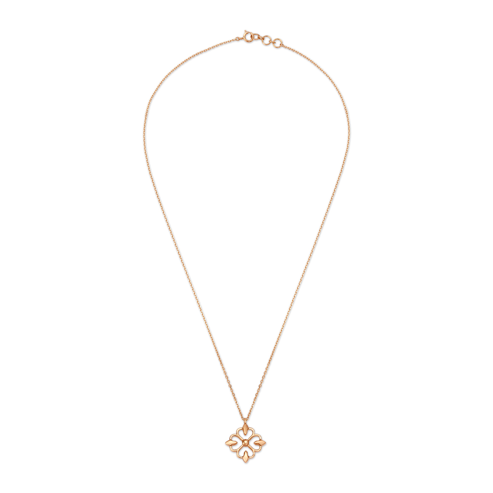 Elegant Floral Gold Pendant with Chain,,hi-res image number null