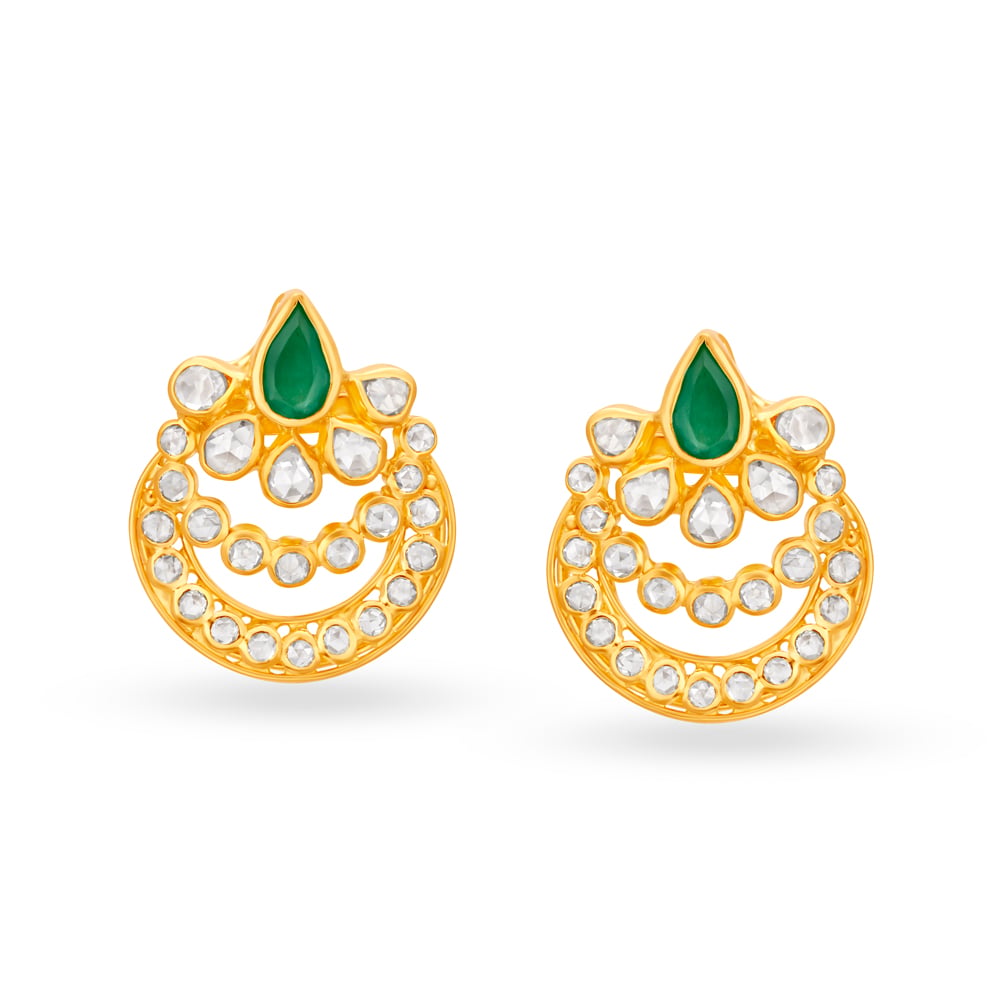 Dainty Emerald Gold Pendant And Earrings Set,,hi-res image number null