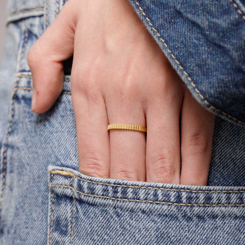 Sleek Textured Gold Ring,,hi-res image number null