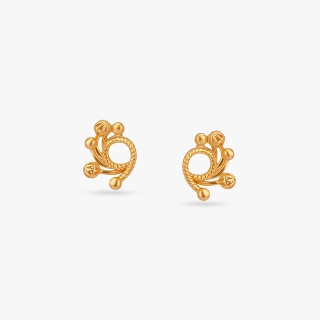 Twinkling Orbit Gold Stud Earrings,,hi-res image number null