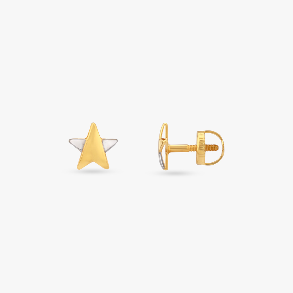 Star Crest Gold Stud Earrings,,hi-res image number null