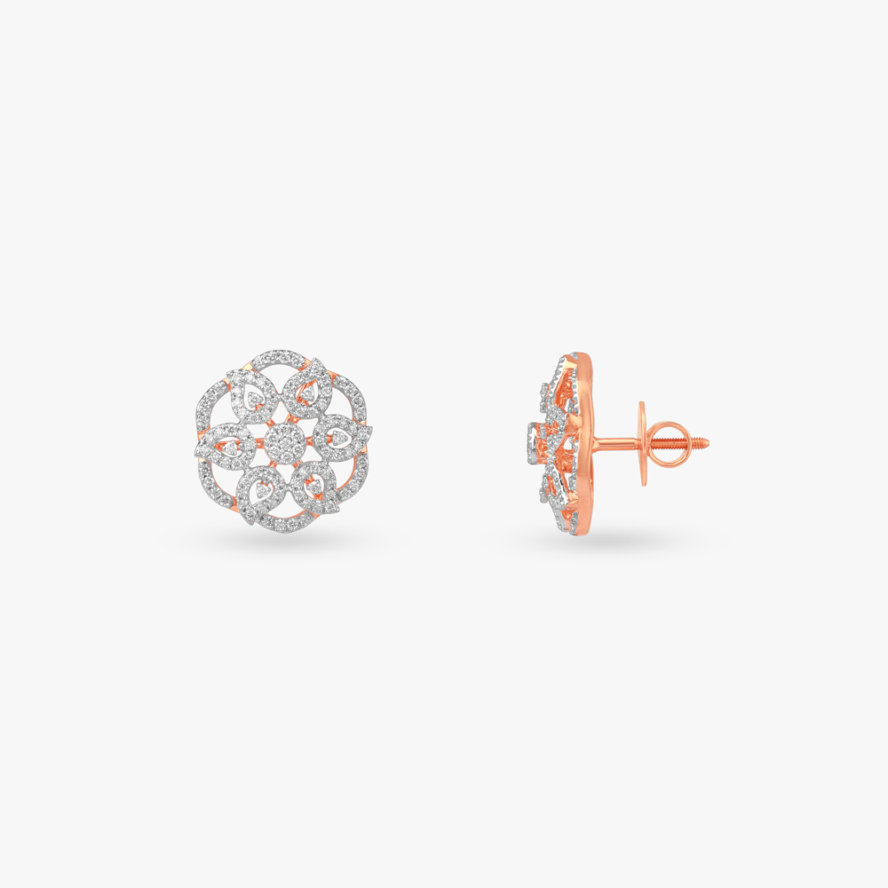 Floral Filigree Diamond Stud Earrings,,hi-res image number null