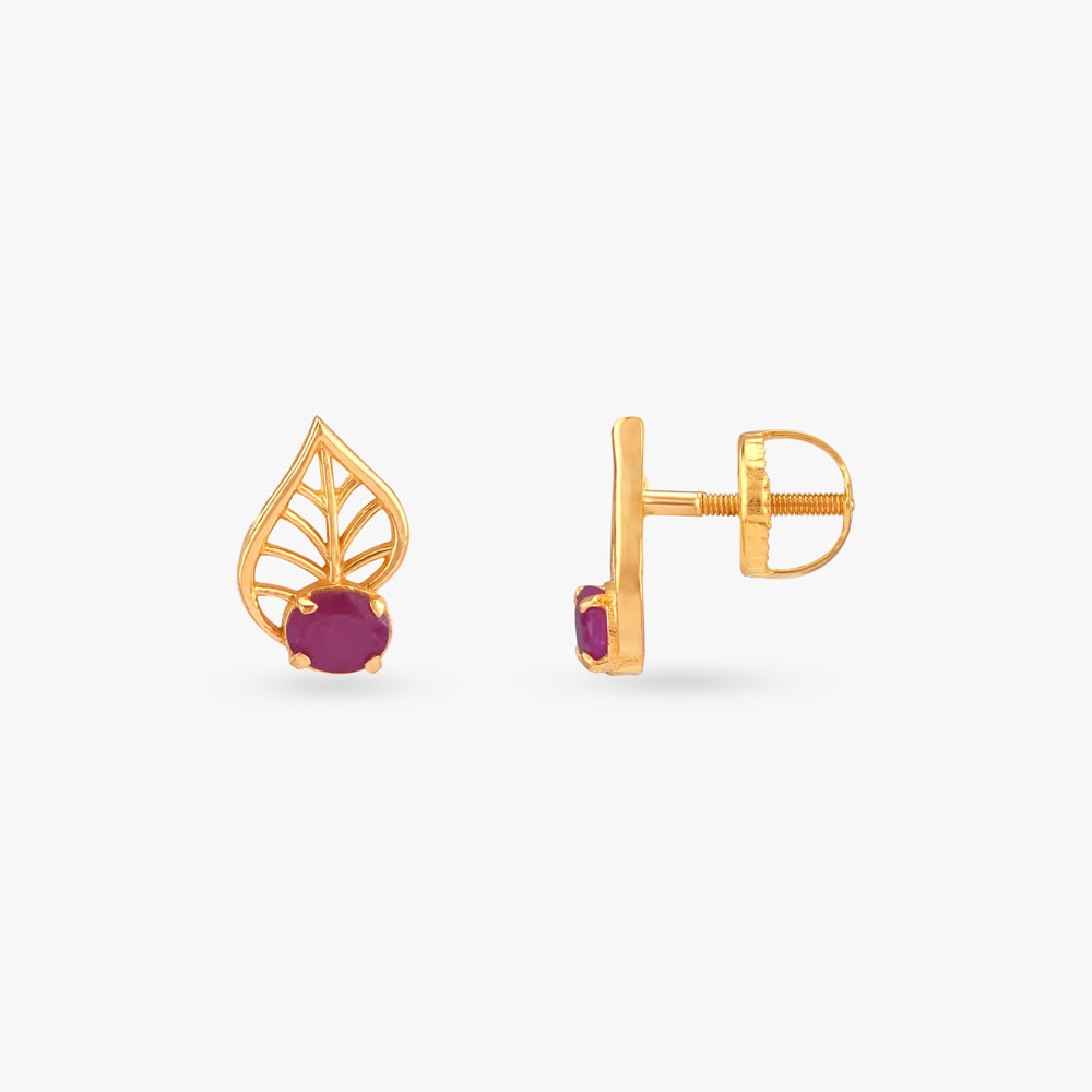 Contemporary Leaf Stud Earrings,,hi-res image number null