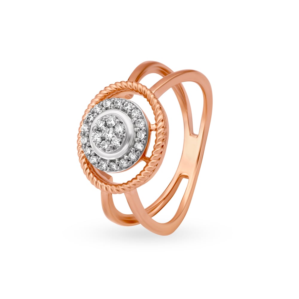 Stunning 18 Karat White And Rose Gold And Diamond Finger Ring,,hi-res image number null