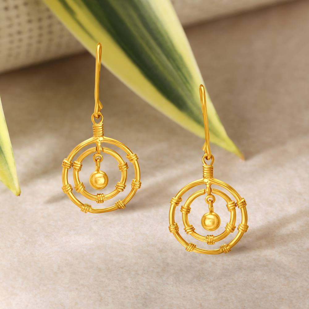Aesthetic 22 Karat Yellow Gold Ringed Hoops,,hi-res image number null