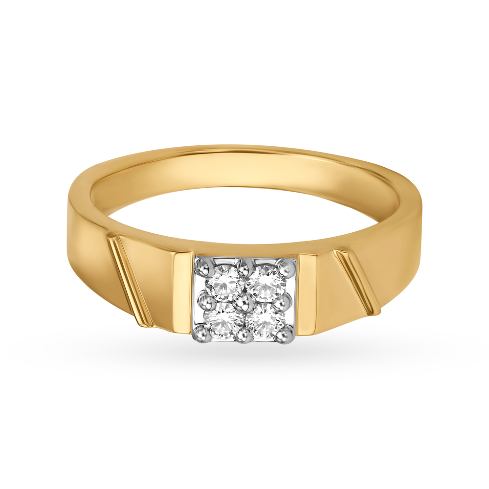 Resplendent Diamond and Gold Finger Ring for Men,,hi-res image number null