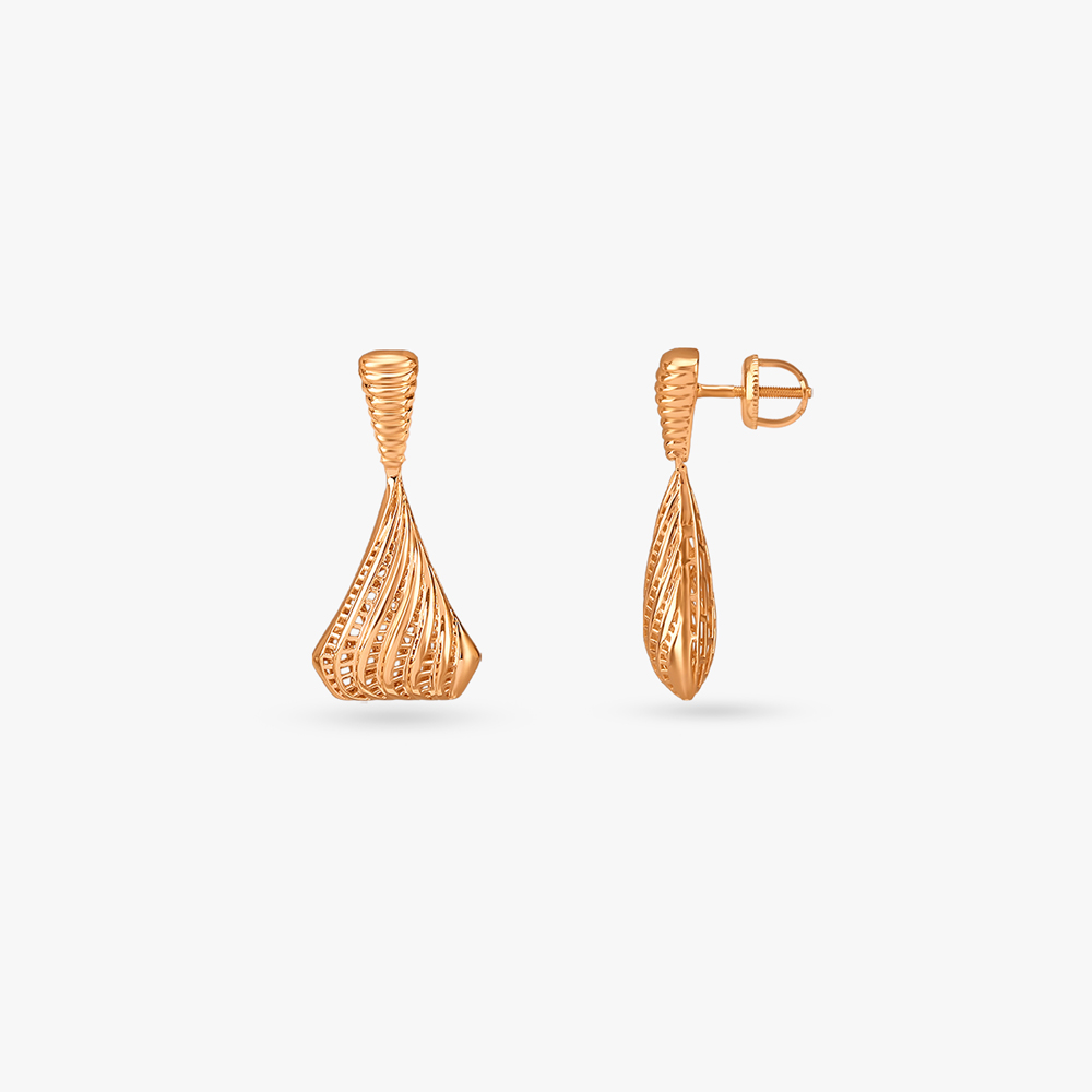 Spiral Flow Gold Drop Earrings,,hi-res image number null