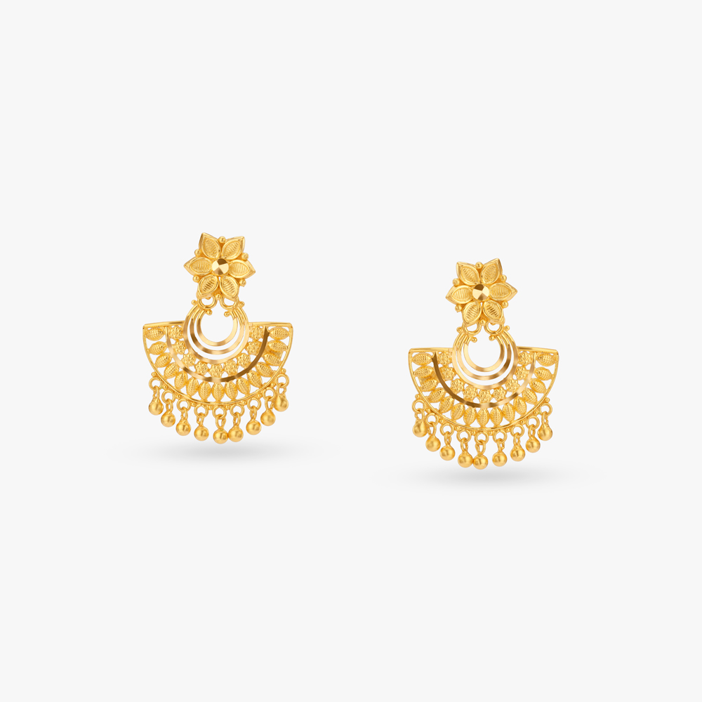 

Regal Bloom Gold Drop Earrings