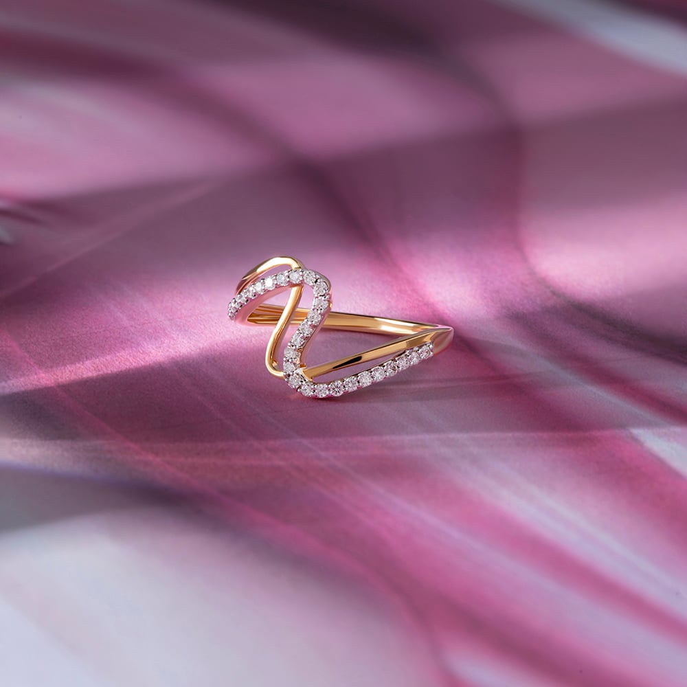 Mystic Wave Gold & Diamond Finger Ring,,hi-res image number null