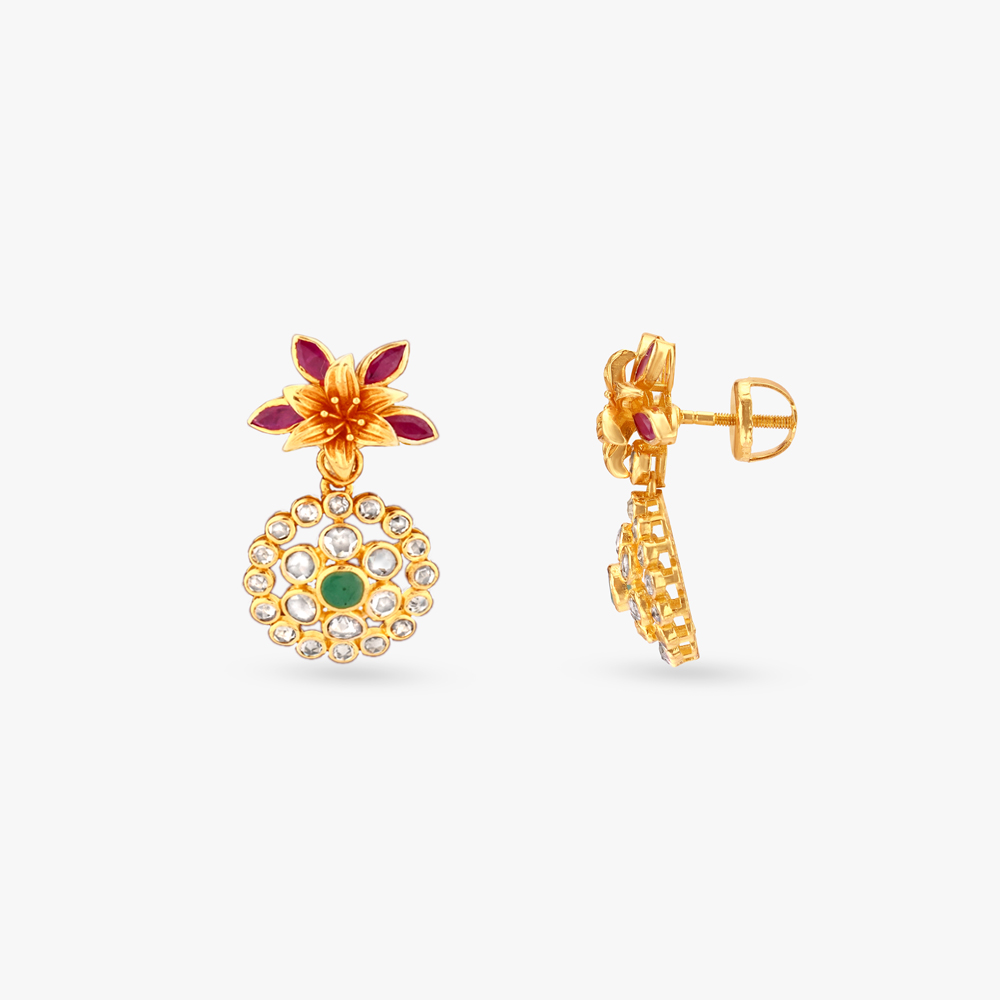 Orbital Bloom Gold Drop Earrings,,hi-res image number null