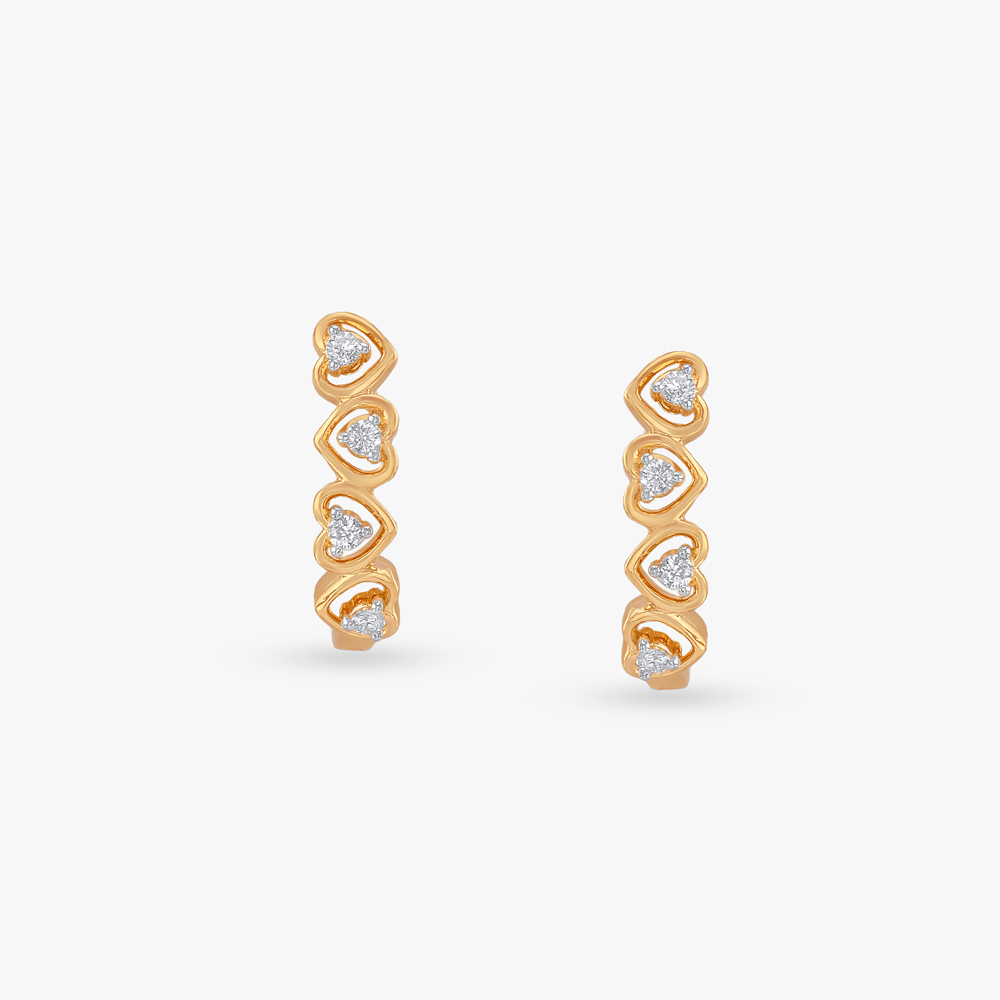 Heart Parade Diamond Hoop Earrings,,hi-res image number null