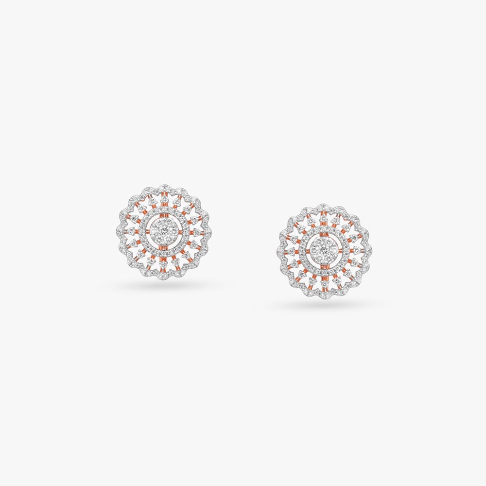 Scalloped Radiance Diamond Stud Earrings,,hi-res image number null