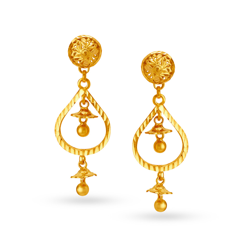 Captivating 22 Karat Yellow Gold Floral Drops