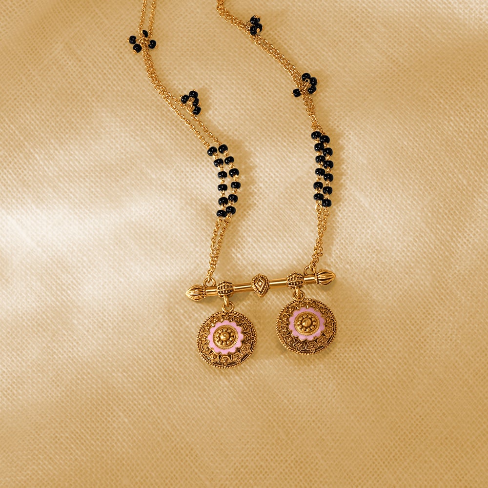 Pink Enamel Vati Mangalsutra,,hi-res image number null